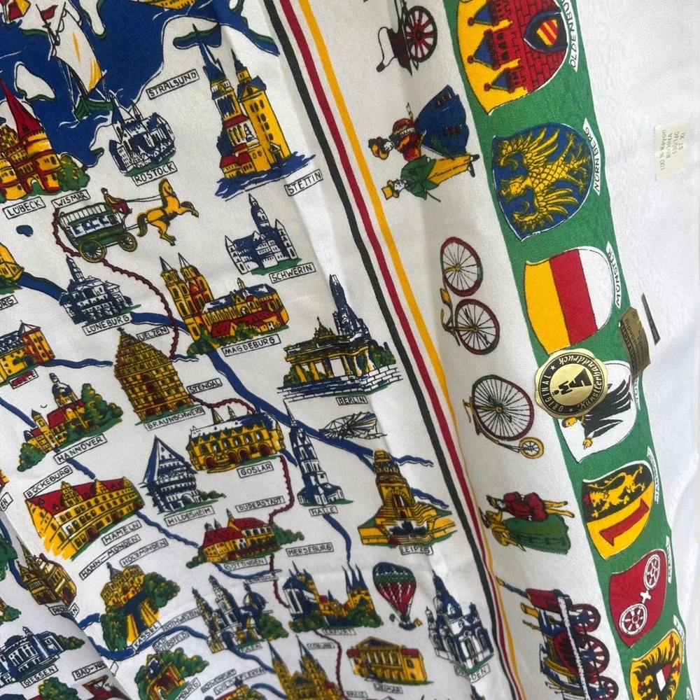 Regina Tablecloth Souvenir Germany Map 130x160 Rayon Vintage Cottagecore Retro